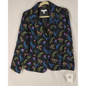 NWT David Brooks Wool Embroidered Floral Women's Size 12 Blazer Jacket